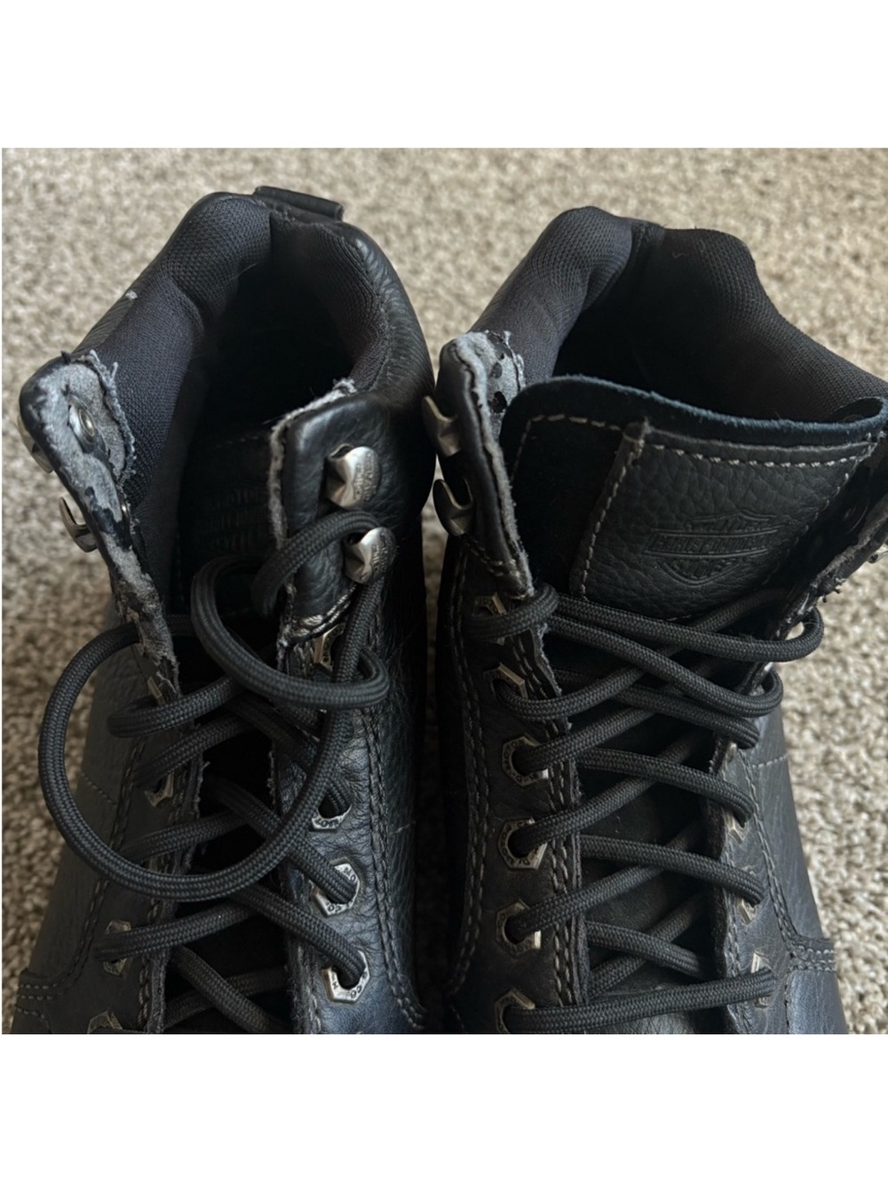 HARLEY-DAVIDSON Black Ladies Lace Up Ankle Boots Size 8.5 - Picture 16 of 16